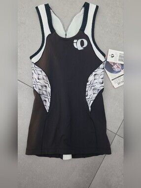 Pearl Izumi Black Tank Top with White Patterned Side Panels
